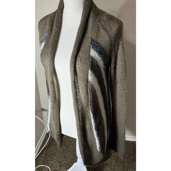 Aventura wool mohair blend Cardigan Sweater Brown Striped women's S Lagenlook - Picture 5 of 8